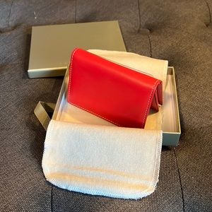 Levenger Red Leather Business Card Wallet - Brand New